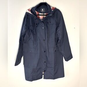 NWT SaphiRose Long Hooded Rain Jacket Outdoor Raincoat Windbreaker Navy size XXL